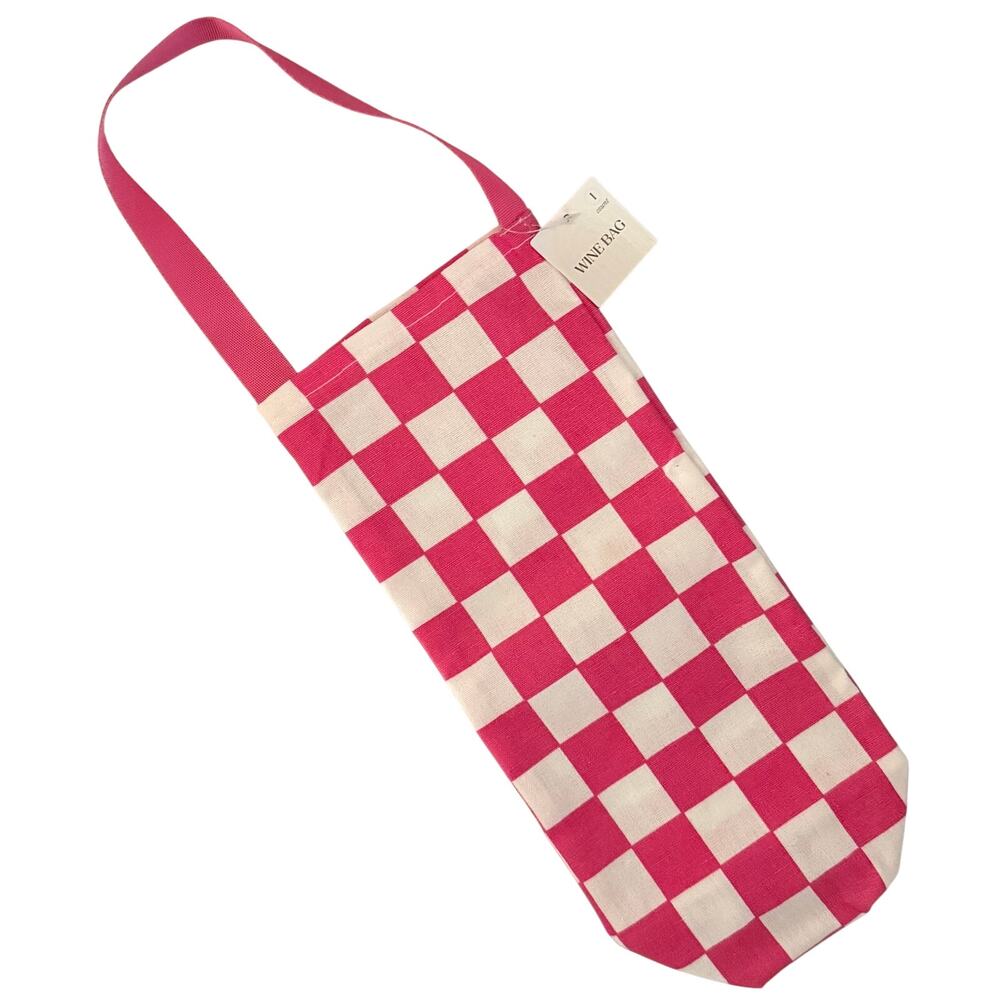 Pink & White Checkered Wine Bag NEW